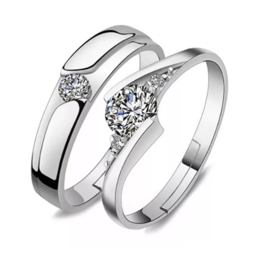2 Rings 925 Sterling Silver Ring Crossed Simple Minimalist Engagement Rings Open - Picture 2 of 3